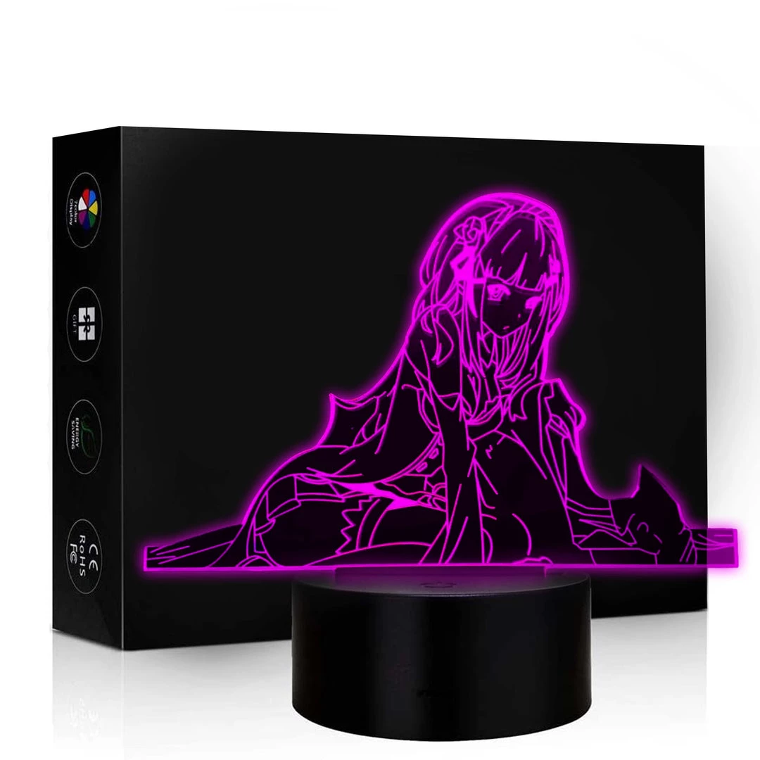 Mily Re:Zero Emilia On Floor Acrylic LED Lamp 3 Mily Re:Zero Emilia On Floor Acrylic LED Lamp