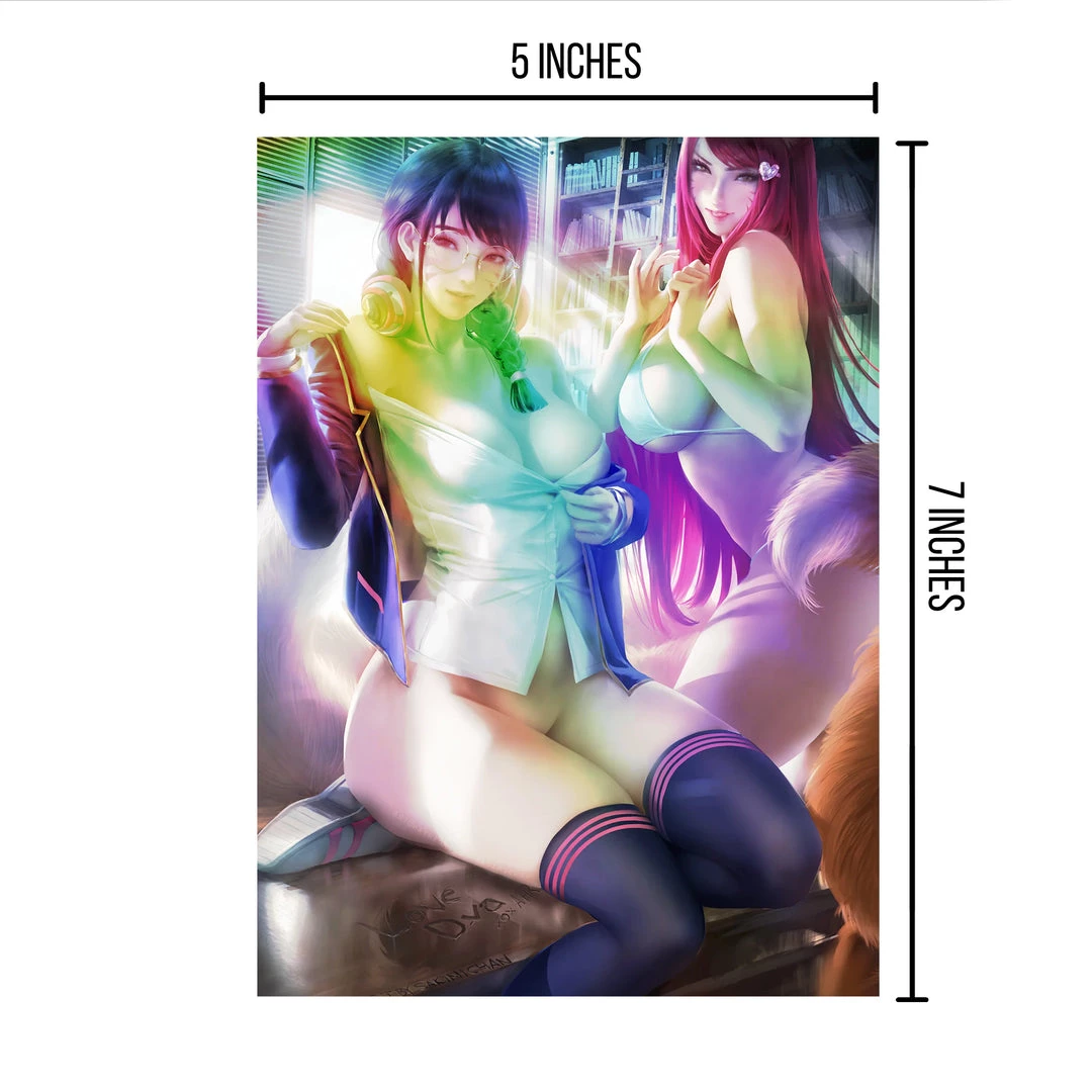 Mily Lifestyle Overwatch × League Of Legends Academy D.va & Ahri Pin Up "5 X 7" Metallic Glossy Art Print 4 Mily Lifestyle Overwatch × League Of Legends Academy D.va & Ahri Pin Up "5 X 7" Metallic Glossy Art Print