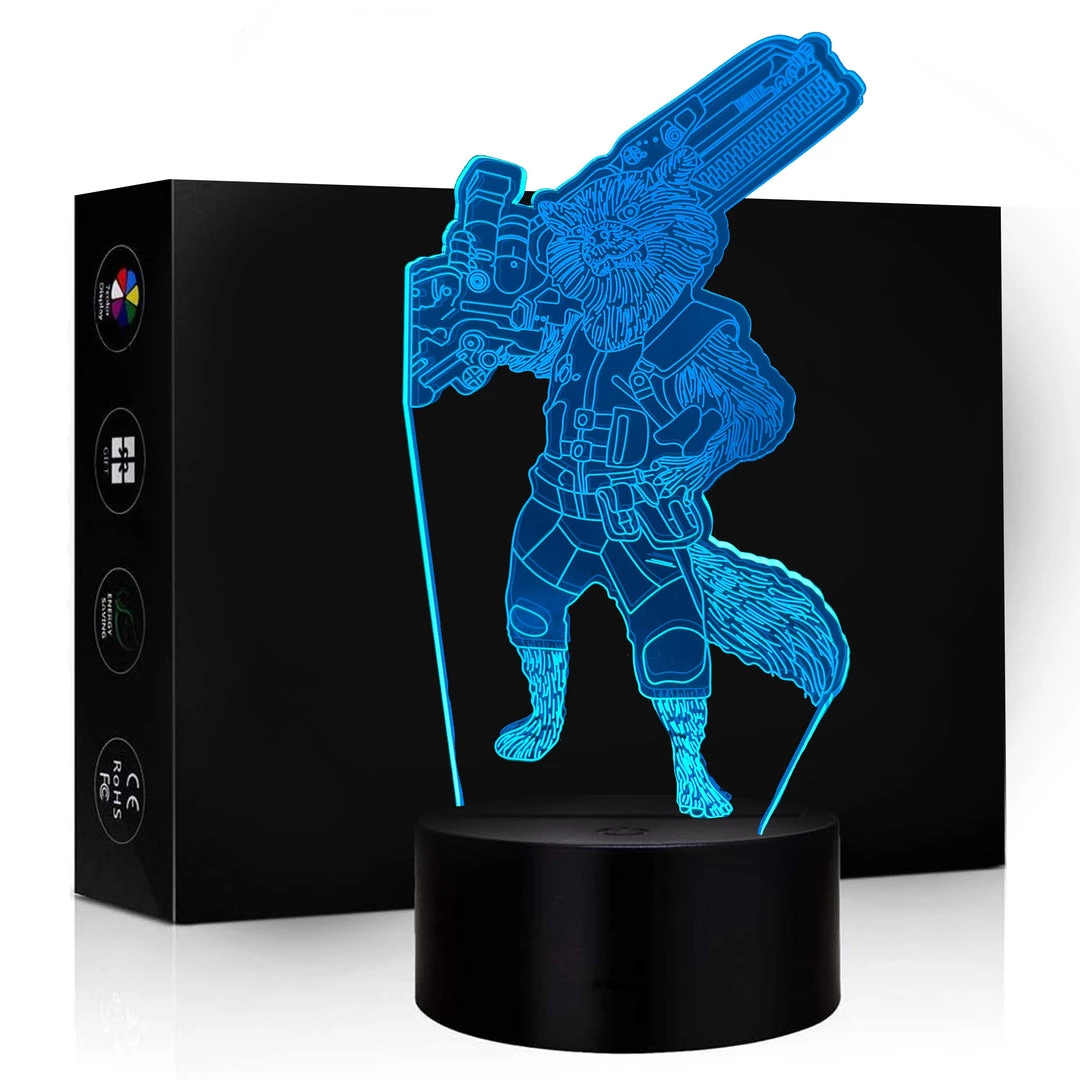 Mily Marvel Rocket Raccoon Acrylic LED Lamp Figures 3 Mily Marvel Rocket Raccoon Acrylic LED Lamp Figures