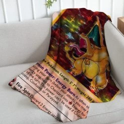 Mily Pokemon Charizard Trading Card Throw Blanket