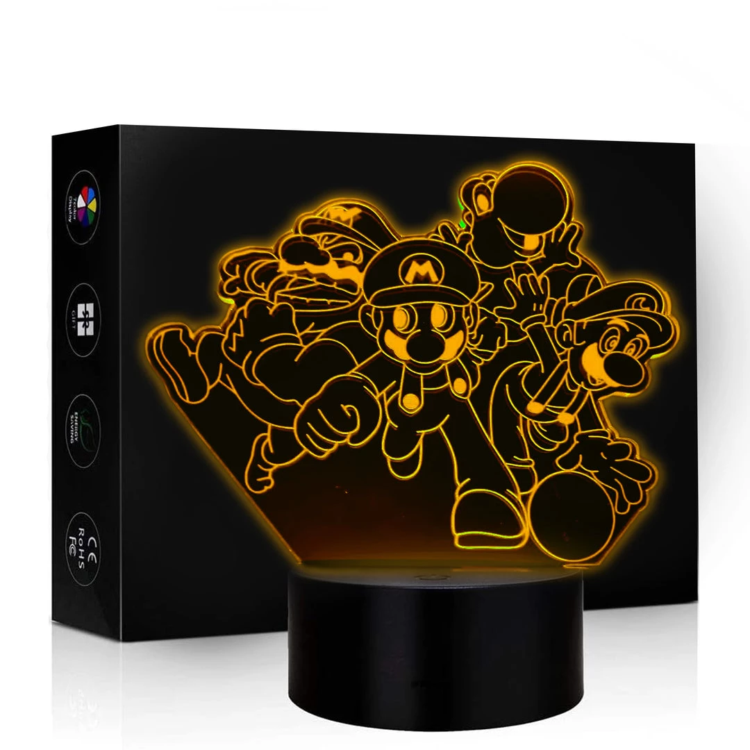 Mily Super Mario Wario Luigi Mario And Yoshi LED Lamp Figures 3 Mily Super Mario Wario Luigi Mario And Yoshi LED Lamp Figures