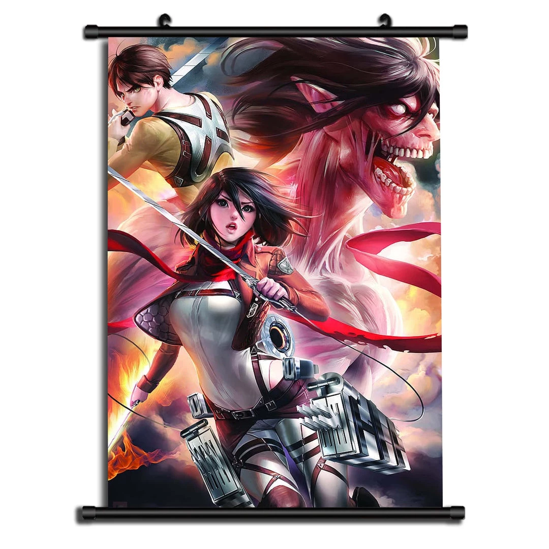 Mily Home Décor Attack On Titan Levi, Titan Eren, & Mikasa 23 X 36 Wall Scroll Poster 3 Mily Home Décor Attack On Titan Levi, Titan Eren, & Mikasa 23 X 36 Wall Scroll Poster