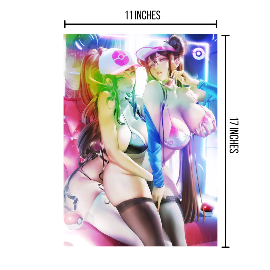 Mily Pokemon Rosa & Hilda Pin Up "11 X 17" Metallic Glossy Art Print 4 Mily Pokemon Rosa & Hilda Pin Up "11 X 17" Metallic Glossy Art Print