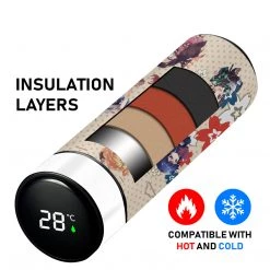 Mily Demon Slayer Chibi Blossoms Temperature Display Thermal Bottle Lifestyle