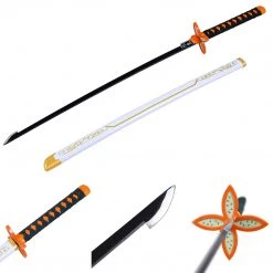 Mily 32-in Demon Slayer Shinobu Nichirin Blade Wooden Cosplay Weapon Accessories