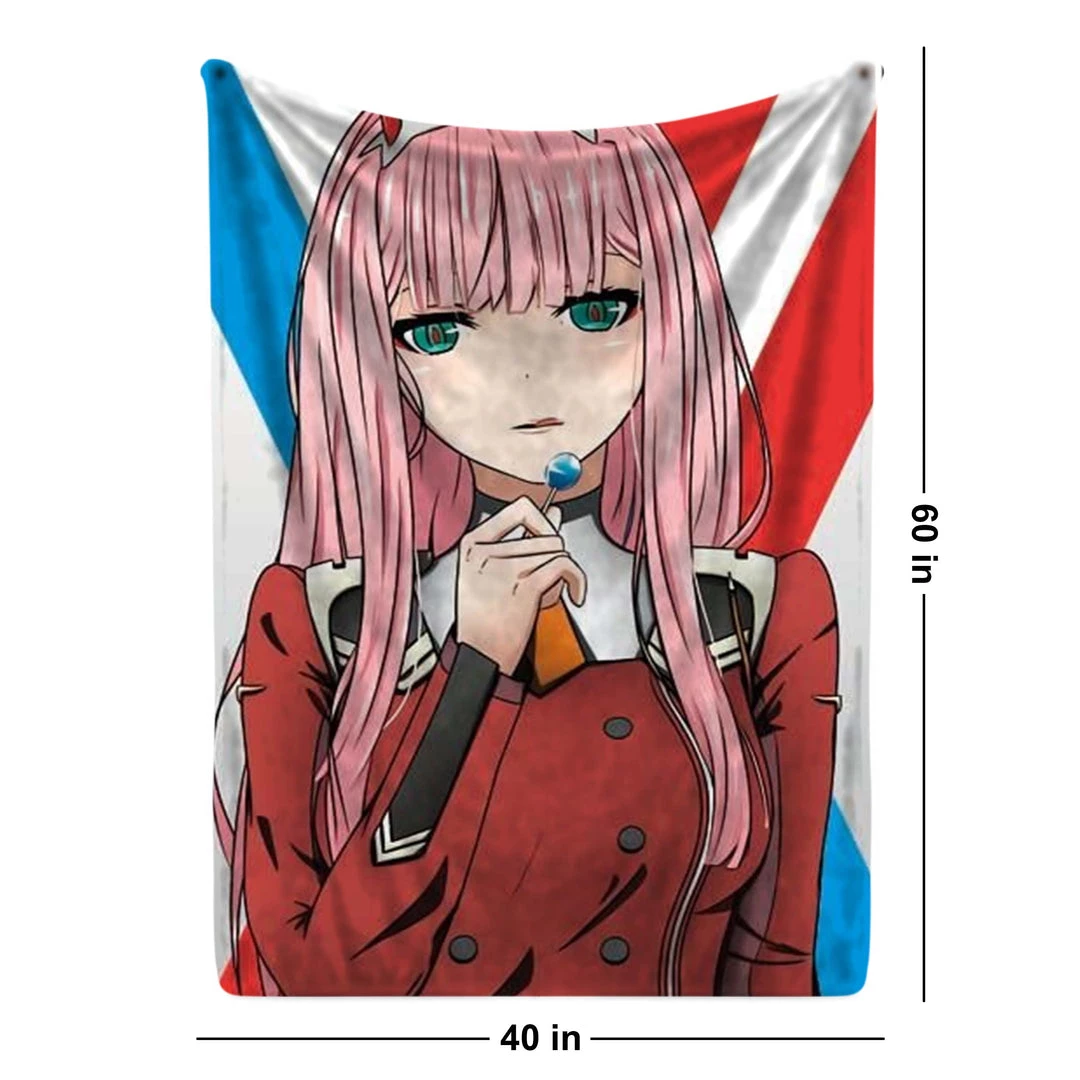 Mily Darling In The FranXX Zero Two Throw Blanket 5 Mily Darling In The FranXX Zero Two Throw Blanket