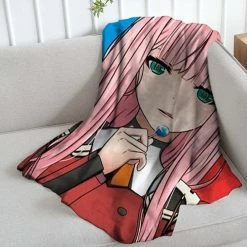 Mily Darling In The FranXX Zero Two Throw Blanket 9 Mily Darling In The FranXX Zero Two Throw Blanket
