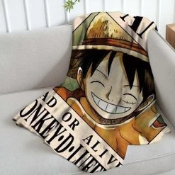 Mily Lifestyle One Piece Luffy Wanted Throw Blanket