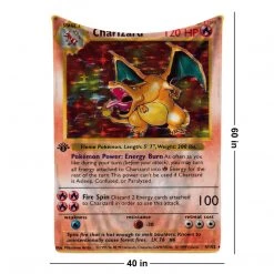 Mily Pokemon Charizard Trading Card Throw Blanket