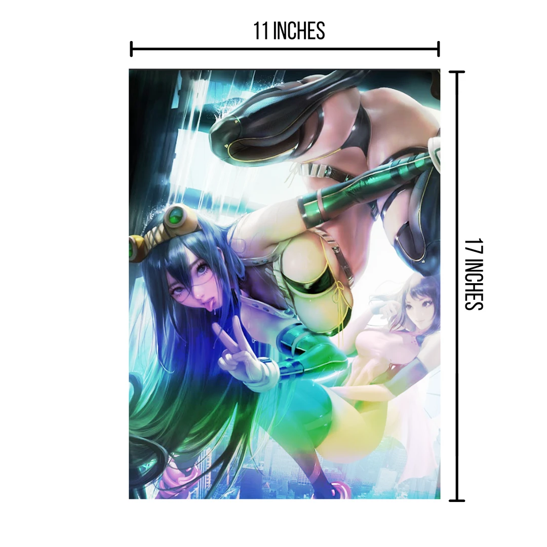 Mily My Hero Academia Tsuyu & Uraraka Pin Up Ver. 2 "11 X 17" Metallic Glossy Art Print Lifestyle 4 Mily My Hero Academia Tsuyu & Uraraka Pin Up Ver. 2 "11 X 17" Metallic Glossy Art Print Lifestyle