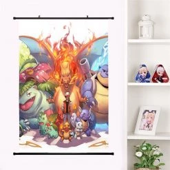 Mily Pokemon First Gen Starter Evolutions 23 X 36 Inch Wall Scroll Poster Home Décor