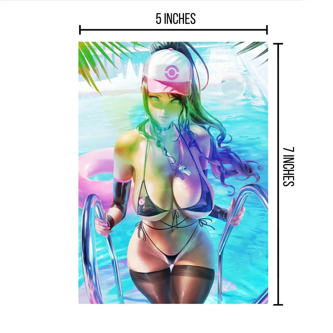 Mily Lifestyle Pokemon Hilda Poolside "5 X 7" Metallic Glossy Art Print 4 Mily Lifestyle Pokemon Hilda Poolside "5 X 7" Metallic Glossy Art Print