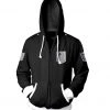Mily Attack On Titan Survey Corps Black Zip Up Hoodie