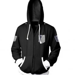 Mily Attack On Titan Survey Corps Black Zip Up Hoodie