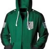Mily Apparel Attack On Titan Survey Corps Green Zip Up Hoodie