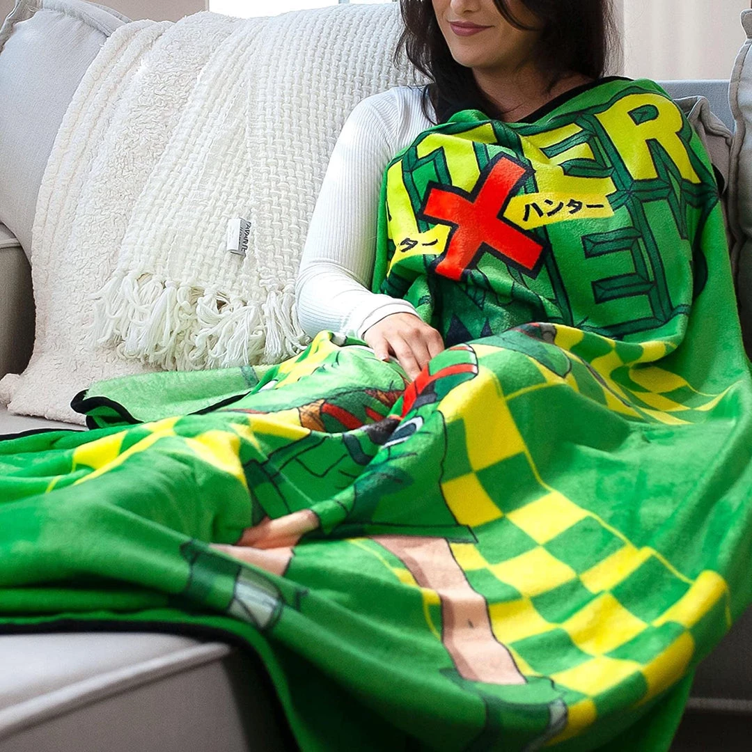 Boxlunch Hunter X Hunter Gon Green Throw Blanket Lifestyle 5 Boxlunch Hunter X Hunter Gon Green Throw Blanket Lifestyle