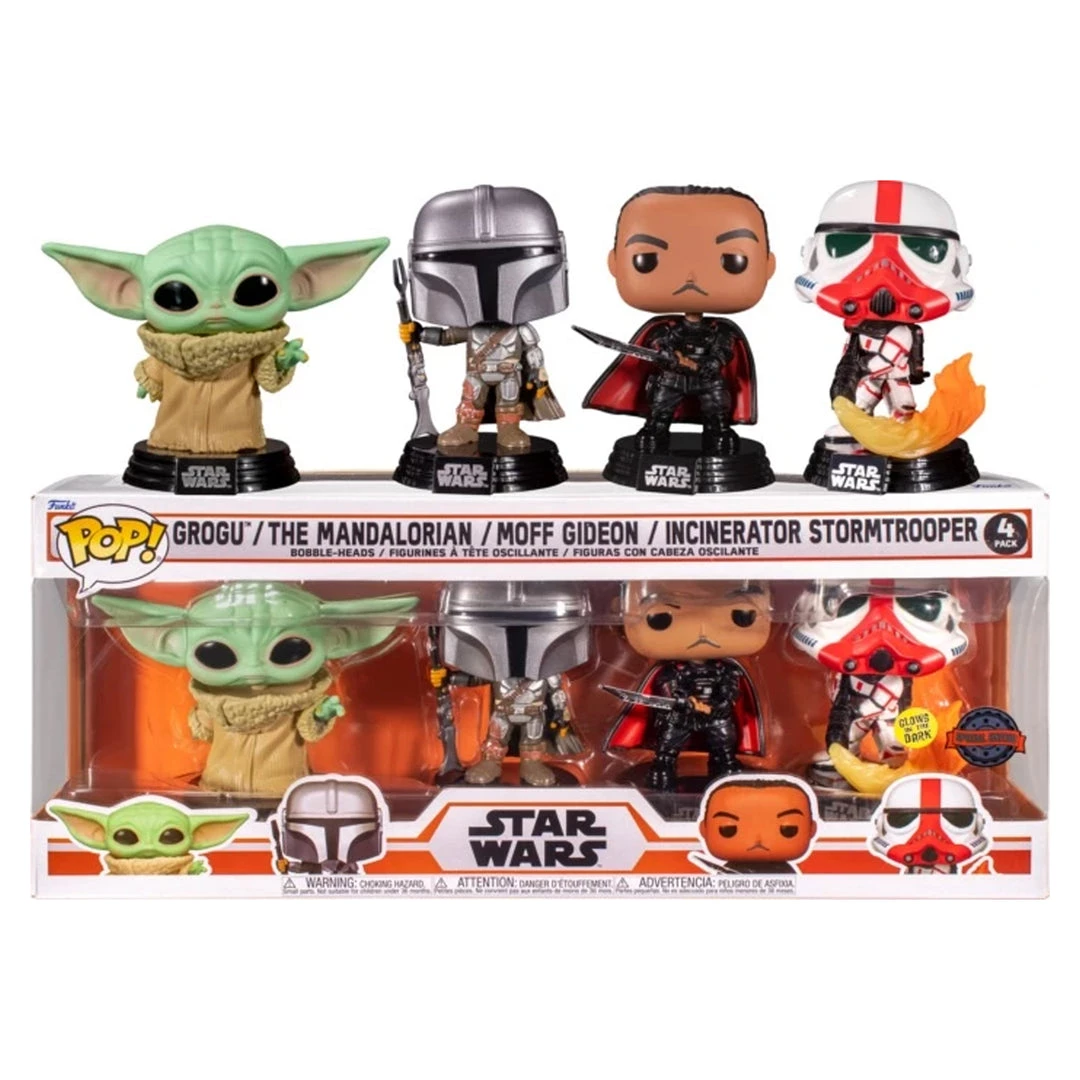 Funko Pop! Star Wars Mandalorian Grogu / The Mandalorian / Moff Gideon / Incinerator Stormtrooper 4 Pack - Special Edition Figures 3 Funko Pop! Star Wars Mandalorian Grogu / The Mandalorian / Moff Gideon / Incinerator Stormtrooper 4 Pack - Special Edition Figures