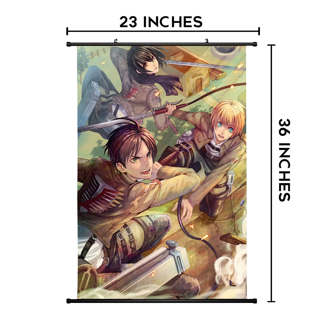 Mily Attack On Titan Main Three 23 X 36 Inch Wall Scroll Poster Home Décor 4 Mily Attack On Titan Main Three 23 X 36 Inch Wall Scroll Poster Home Décor