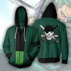 Mily One Piece Roronoa Zoro Zip Up Hoodie Apparel